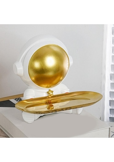Opulentliving Reçine Astronot Heykeli, Anahtar Telefon Saklama, Suntek Konteyner Bibloları İçin Tepsi Orta Boy Orta