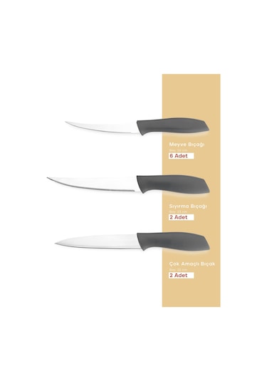 Schafer Quick Chef Bıçak Seti 10 Parça-gri Krem