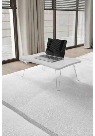 Taşınabilir Katlanır Yatak Koltuk Üstü Hasta Servis Bilgisayar Çalışma Sehpası Beyaz