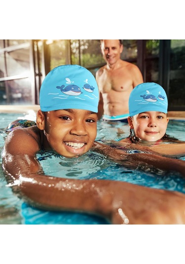 6-12 Yaş Çocuklar İçin Yüzme Boneleri, Balina Desenli, Pu Yüzme B Mavi