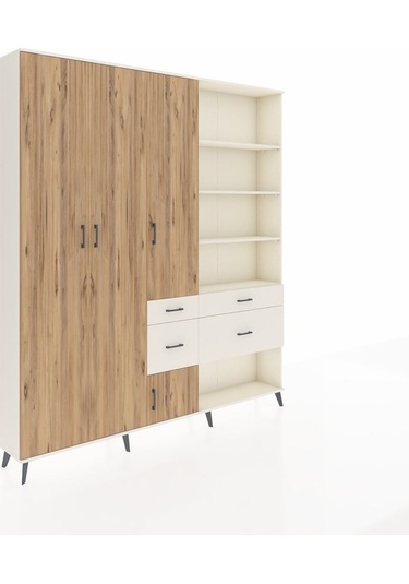 Arges Dolap 14 Raflı 4 Çekmeceli 4 Kapaklı 220x30x243 Aytaşı-çam/aytaşı Atlas Çam/aytası