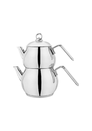 Schafer Çelik Çaydanlık Takımı Ortaboy Metal Saplı Gri