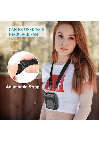 Soulader Kolye Şeklinde Taşınabilir Kişisel Fan, 6000mah Bataryalı Uzun Ömürlü Bel Klipsli Mini Fan, 23 Saat Kesintisiz Serinlik