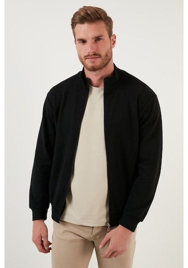 Buratti Pamuklu Fermuarlı Dik Yaka Cepli Erkek Hırka 456210 Siyah