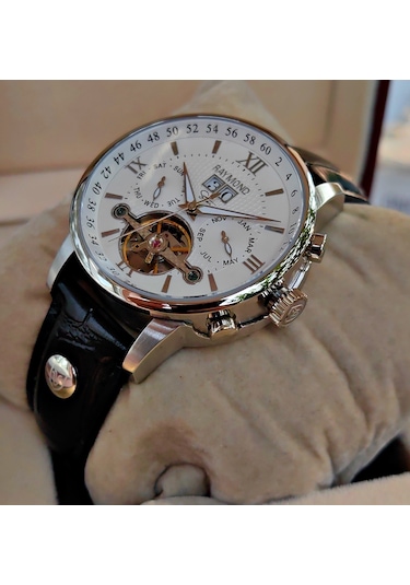 Raymond Star Serisi Beyaz Kadran Otomatik Erkek Kol Saati Gümüş