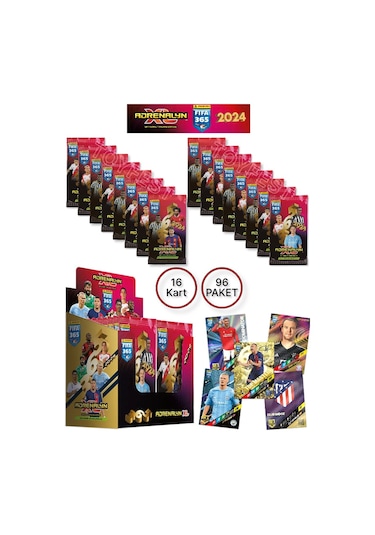 Panini Adrenalyn Fifa 365 - 2024 Official Trading Card Futbolcu Kartları Etiketi 16 Paket