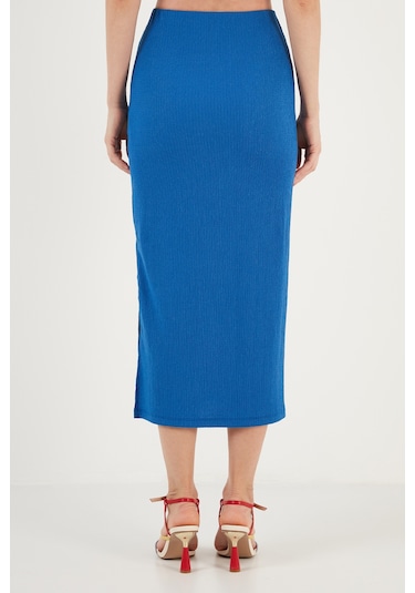 Lela Slim Fit Ip Askılı Yırtmaçlı Bayan Takım 5865278 Saks