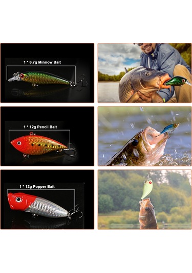 Yuntech01 78 Parça Metal Ve Plastik Olta Yemi Seti - Minnow, Popper, Spoon Yemleri İle Olta Kutusu