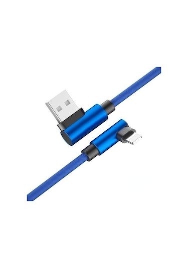 Mavi İos Uyumlu Samsung L Huawei L İçin Ekstra Uzun L Tipi Kavisli Örgülü Usb Kablosu Hızlı Şarj Kablosu Mikro C Tipi Usb Kablosu 1m Type-c