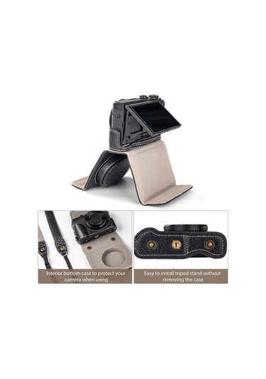 Samdoo Kahverengi Pu Kamera Kılıfı, Manyetik Kanca Ve Çıkarılabiliraskı İle, Canon G7x2/g7x3 İçin Uyumlu