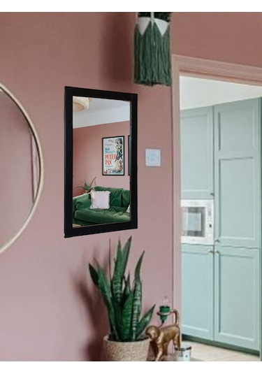 Siyah Ahşap Çerçeve Ayna ,boy Hol Antre Ayna64x37 Siyah