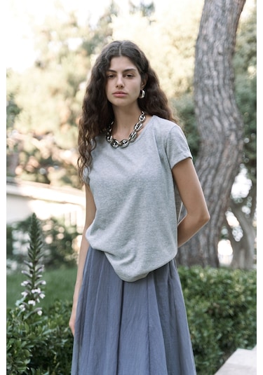 Bohemai Suva Kısa Kol Gri T-shirt Gri