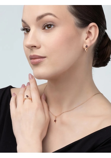 Uvelirnye Tradicii 925 Ayar Gümüş Doğal Granat Taşlı Yüzük 402987506 Gri