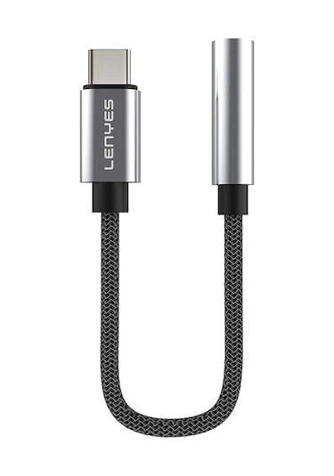 Lenyes Ax105 Type-c To 3.5mm Aux Çevirici Örgülü Ses Adaptörü Gümüş Gümüş