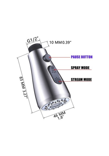 Dancemonkey Çekilebilir Dış Mutfak Sprey Musluğu, G1/2 Memesi