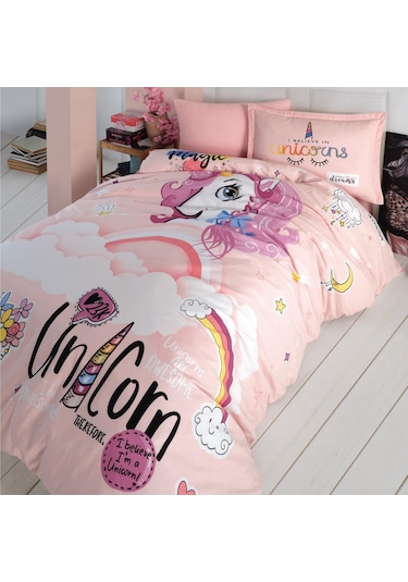 Clasy Ranforce Nevresim Takımı Tek Kişilik Pink Dreams V1 V1 Pudra