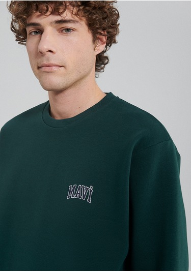 Mavi - Mavi Logo Baskılı Yeşil Sweatshirt 0611716-81570 Yeşil