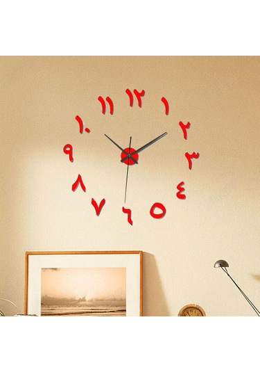 Suntek Büyük Kendin Yap Duvar Saati Dekoratif Yatak Odası Ofis Kırmızı