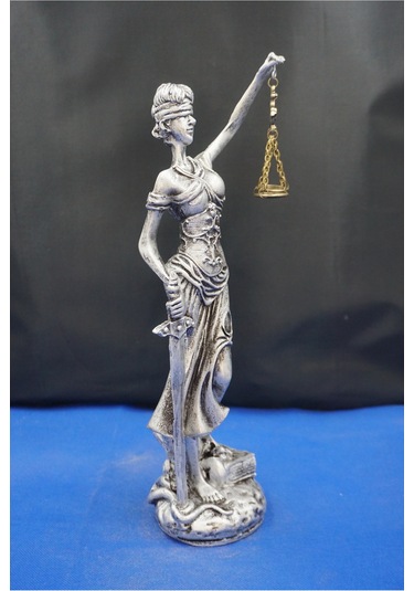 Themis Adalet Tanrıçası Heykeli 32 Cm Avukatlar İçin Dekoratif Biblo, Ev & Ofis Aksesuarı Gümüş