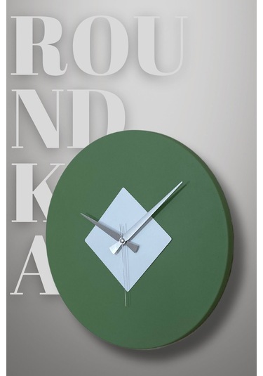Roundka Model Metal Sıvama Akar Sessiz Mekanizmalı Duvar Saati 40 40 Cm Yeşil Beyaz