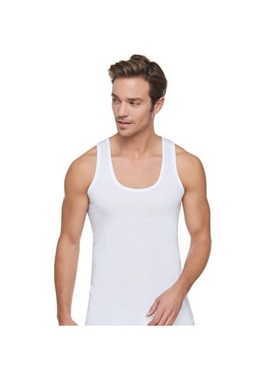 Tutku 0101 Pamuklu Klasik Erkek Atlet 6'lı Paket -Beyaz