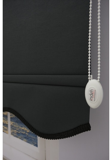 Kalın Keten Stor Zebra Güneşlik Perde Etekli Alüminyum Kasa & Boru, Ithal Kumaş Siyah