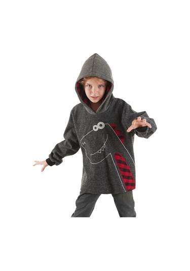 Denokids Dino Erkek Çocuk Kapüşonlu Sweatshirt Gri