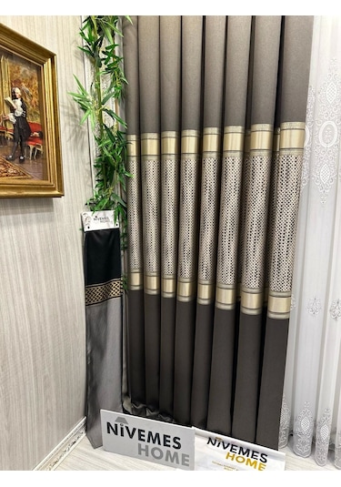 Nivemeshome Mozaik Ft614163 V-5302 Antrasit 1/3 Sık Pileli Fon Perde Apm Antrasit