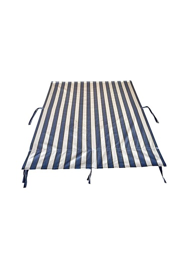 Devrim Olivya Tekstil Demir Halkalı Balkon Perdesi - 1. Sınıf Gabardin Kumaş, Gri-krem, Alt Ve Yan Bağcıklı Gri Krem