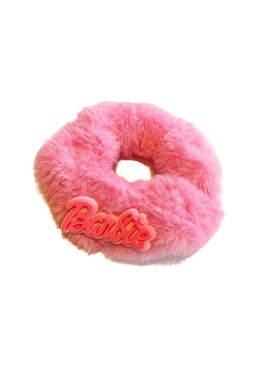 Schulzz Barbie Peluş Tüylü Çember Lastik Toka Pembe