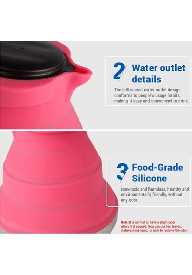 Tongxida Kamp & Seyahat İçin Katlanabilir 1500ml Silikon Çaydanlık - Isıtılabilir, Hafif Tasarım - Açık Yeşil Yeşil