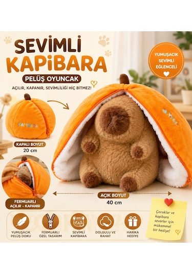 Sevimli Kapibara Peluş Oyuncak Açıldığında 40 Cm Rahat Tasarım Çok Renkli