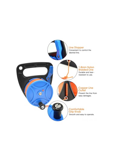 Vkemall 46 Metre Turuncu Dalış Tekerleği - Su Altı İçin Nylon & 43 Pc Malzeme, 1.8mm Çaplı İtme Kordonu Turuncu