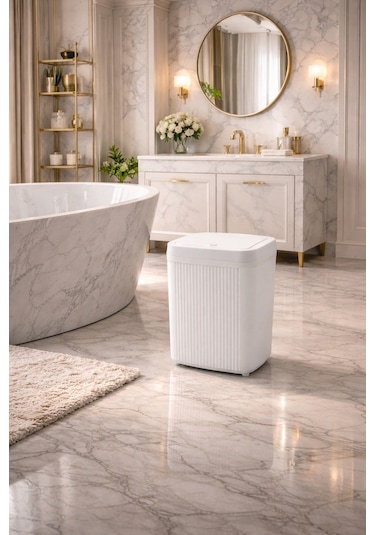 Decorev Banyo Kovası 5 Lt Kare Click Kapaklı Beyaz Beyaz