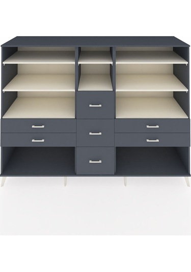 Kronos Dolap 8 Raflı 7 Çekmeceli 220x59x163 Antrasit-aytaşı/antr Antrasit-aytaşı/antrasit