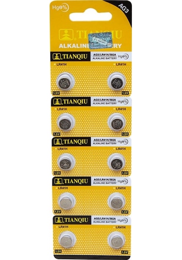 Tianqiu AG3 LR41H/392A Alkalin Düğme Pil 10 x 5'li