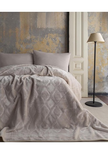 Ap Embos Çift Kişilik Ekru Mercy Battaniye Ekru