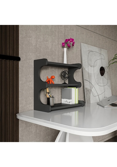 Alpa Ev Mobilya 3 Katlı Tezgah Üstü Mutfak Rafı, Baharatlık Ve Modern Düzenleyici Tasarım Antrasit