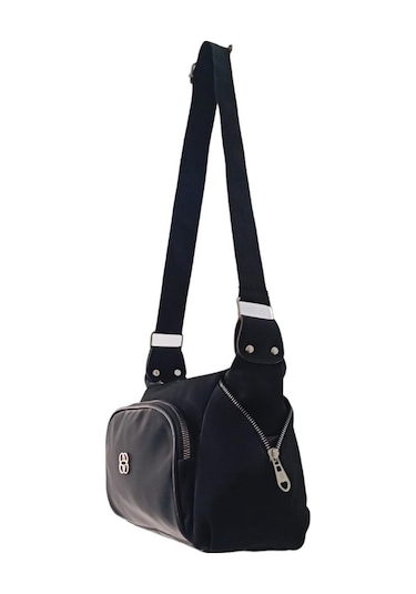 Mygeppetobag Suni Deri Bayan Çapraz Çanta -omuz Çantası Siyah