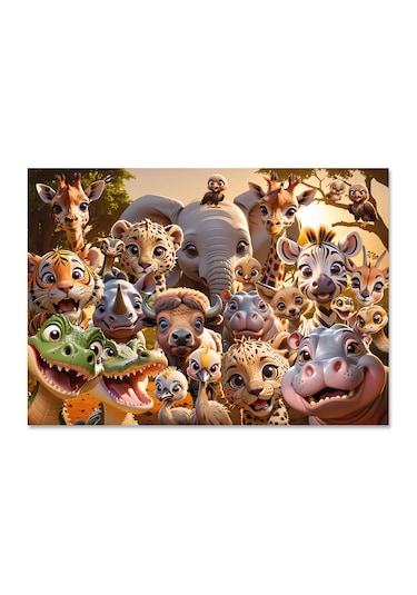 Afrika Hayvanları Çocuk Puzzle 50 Parça 34 48 Cm