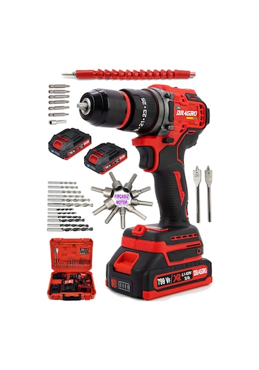Dragro Alman Pro K 799 VF 30 AH Darbeli Çelik Mandren Kömürsüz Motor Çift Akülü Şarjlı Vidalama Matkap