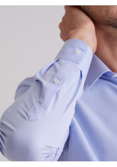 Dufy Mavi Erkek Slim Fit  Uzun Kol Gömlek - 40391 Mavi
