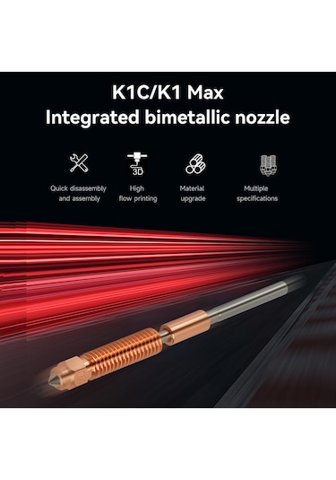 Lemestar Ender-3 V3/k1c/k1 Max Uyumlu 0.2mm Çelik Kaplama Bakır Nozzle - 3d Yazıcı Bimetal Aksesuarı Gümüş