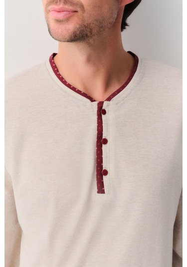 Suwen Tyler Erkek Pijama Takımı Sh26310660662 Bordo Desenli