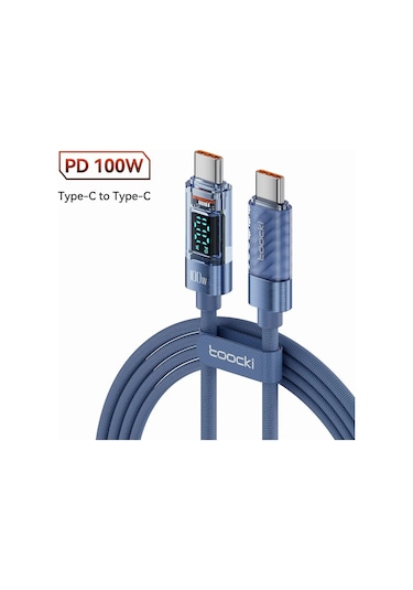 Toockitoocki C Tipi Kablo 100w Pd Hızlı Şarj Usb C Şeffaf Kablo Xiaomi Macbook Uyumlu İçin Kahverengi 1m