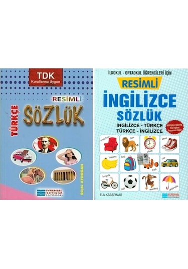 Evrensel İletişim İlkokul Resimli Türkçe + İngilizce Sözlük Seti 2 Kitap 2023