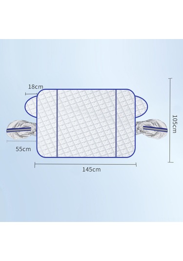 Ranyeek Oto Cam Kapağı Kışlık - Mıknatıslı, Güneş Engeli, Isı Yalıtımı, Gece Yansıtan Şeritli, Mavi, 145x105cm