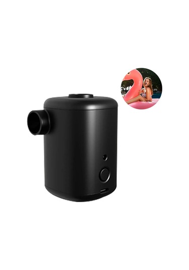 Springsun Taşınabilir Şişirme Pompası - 3000mah Pil, 4 Nozul, Hızlı Şişirme, Kompakt Tasarım, Siyah