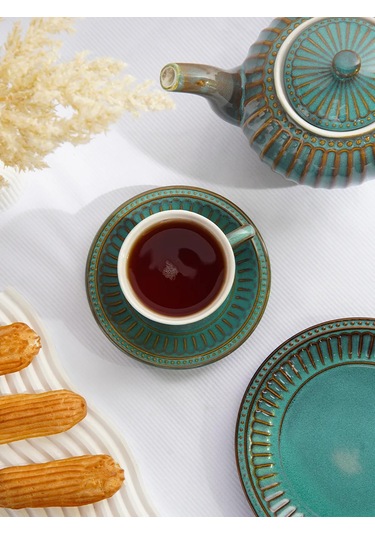 Dolana Vintage Desenli Hediye Çay Ve Kahve Kupası 250 Ml Fincanlı 327315983 MAvi