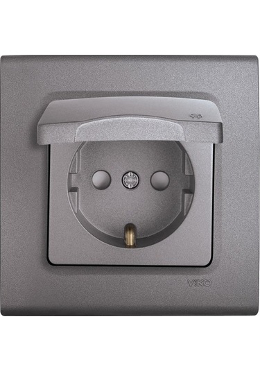 Viko Linnera Life Granit Grisi Kapaklı Topraklı Priz Çocuk Korumalı Çerçevesiz - 90442012